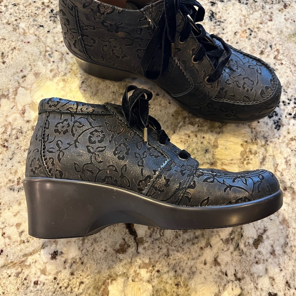 Alegria Floral Embossed Lace-Up Boots